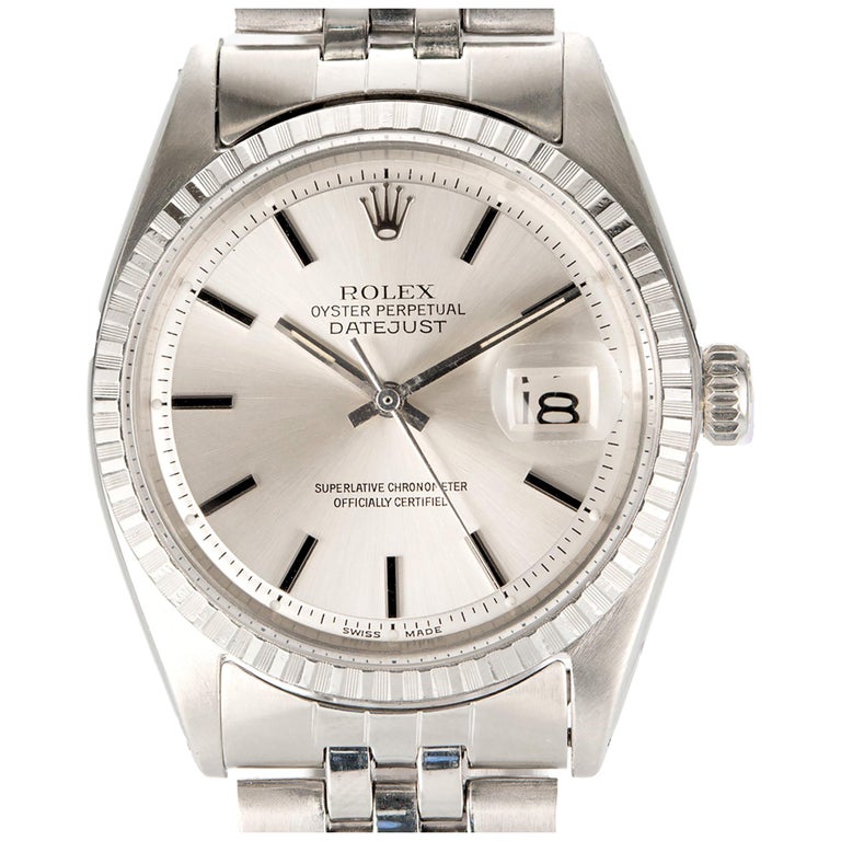 Rolex Stainless Steel Datejust Pie Pan Dial Jubilee Wristwatch Ref 1603