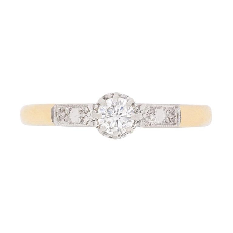 Art Deco 0.25 Carat Diamond Solitaire Ring, circa 1940s