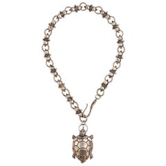 Antique Silver Plated Victorian Turtle Necklace