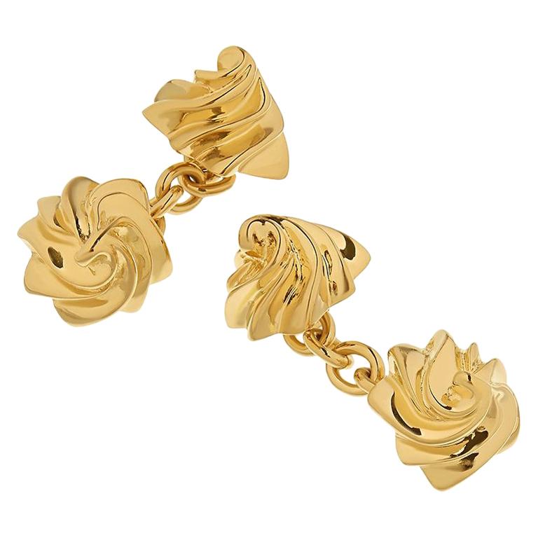 18 Carat Yellow Gold Vermeil 'Iced Gem' Sweet Chain Cufflinks For Sale