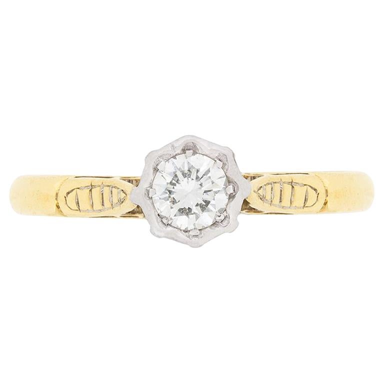 Vintage Diamond Solitaire Engagement Ring, circa 1970s