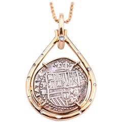 14 Karat Yellow Gold Atocha Coin Diamond Necklace