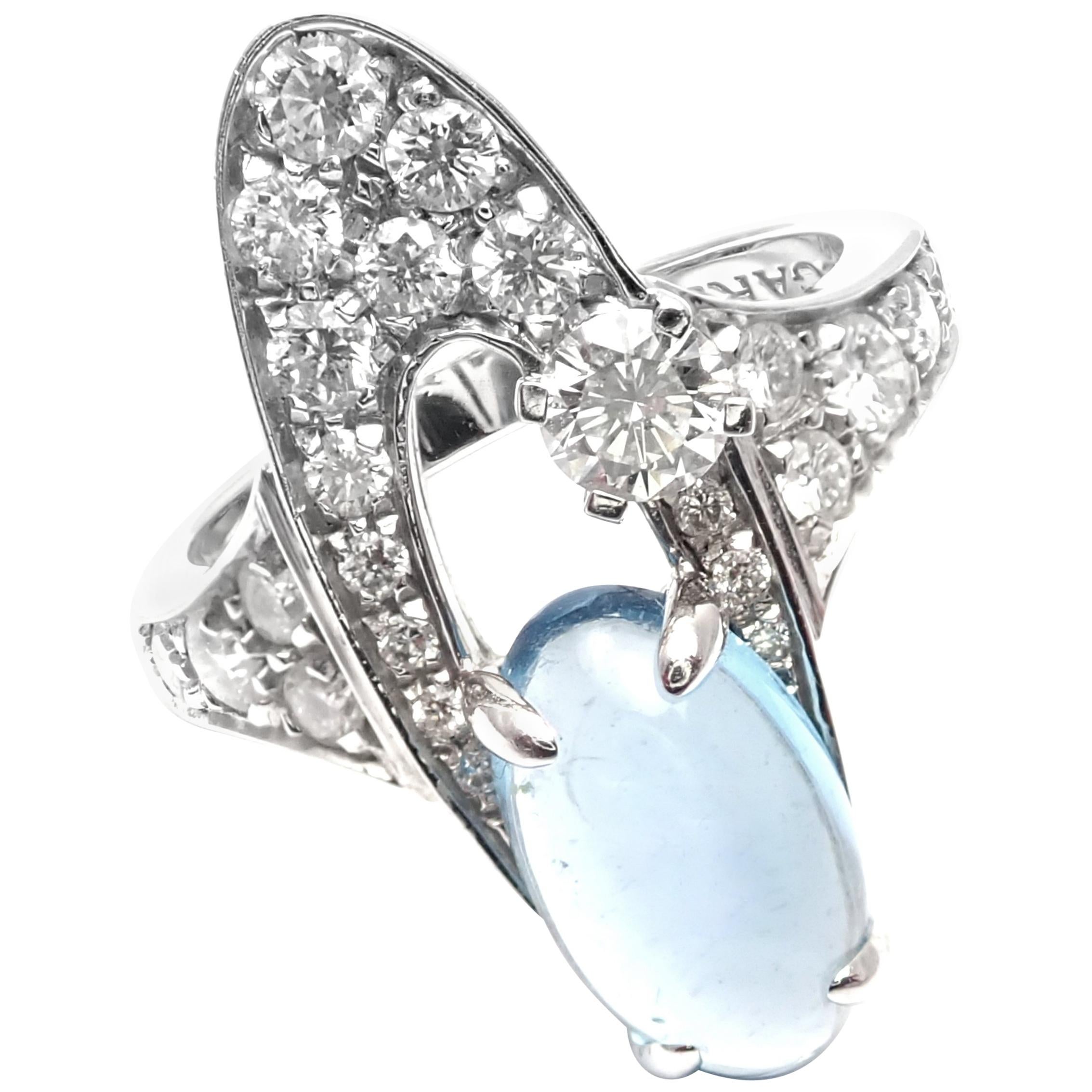 Bulgari Elysia Diamond Blue Topaz White Gold Ring For Sale