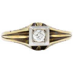 Edwardian Diamond Platinum 14 Karat Gold Engagement Ring