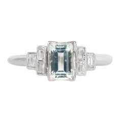 .70 Carat Aquamarine Platinum Engagement Ring