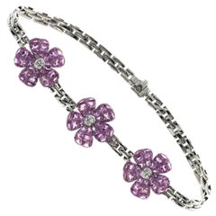 Bracelet en or 18 carats avec saphir rose naturel de 20,35 carats et diamants de 0,38 carat