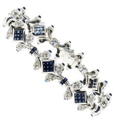 Bracelet en or 18 carats avec saphir bleu naturel de 14,25 carats et diamants de 1,45 carat