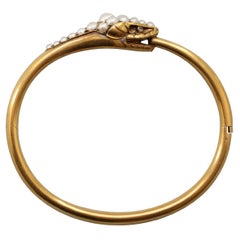 Bracelet serpent victorien en or:: perles et diamants