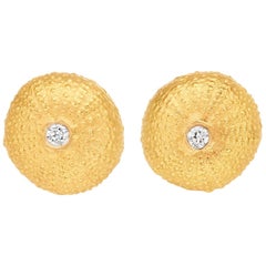 Lilly Hastedt Sea Urchin and Diamond Stud Earrings in 18 Karat Gold