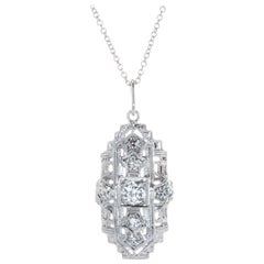 .33 Carat Diamond Platinum Art Deco Pendant Neckalce