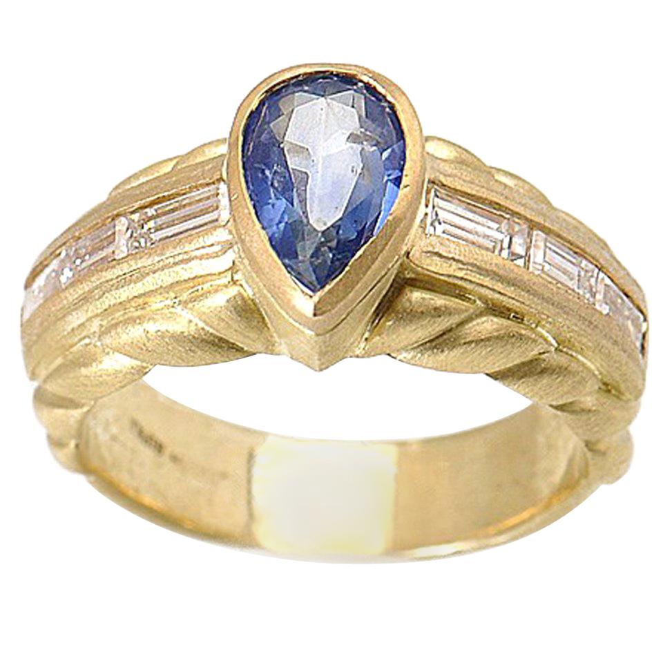 Judith Ripka Sapphire Diamond Yellow Gold Ring