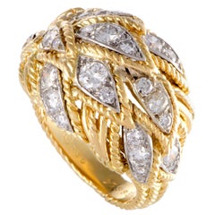 Van Cleef & Arpels Vintage Diamond Gold Bombe Ring