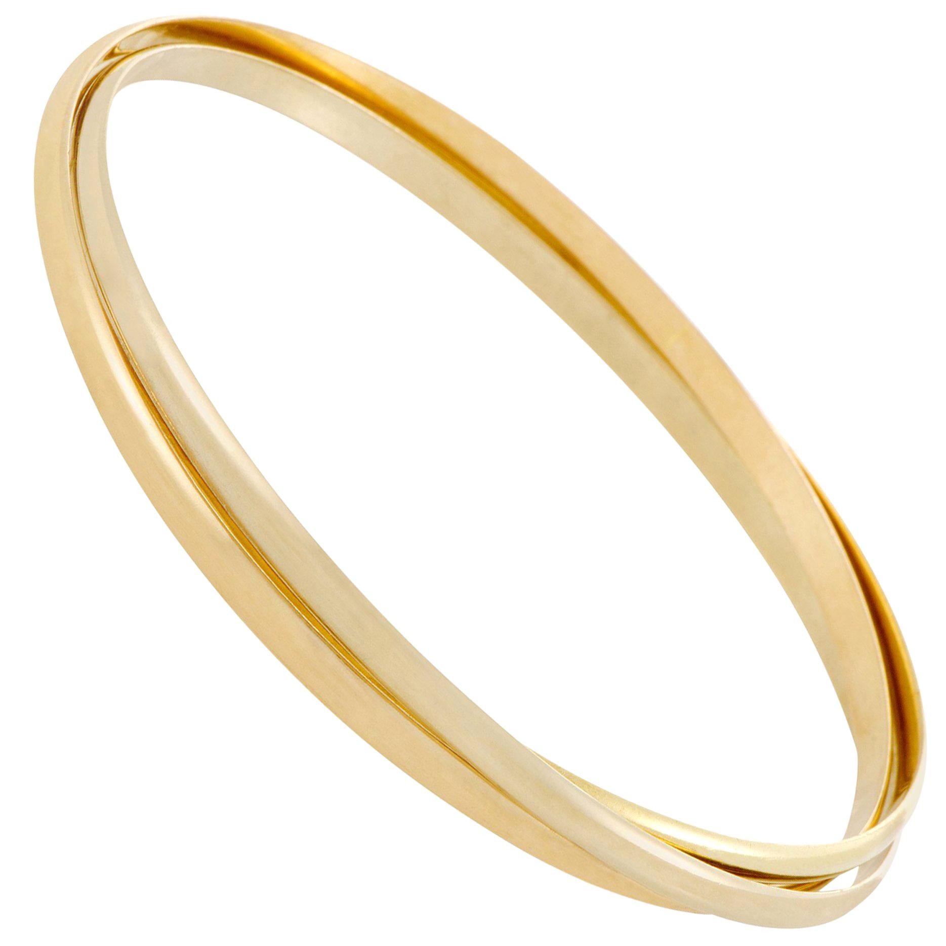 Cartier Trinity Yellow White and Rose Gold Rolling Bangle Bracelet