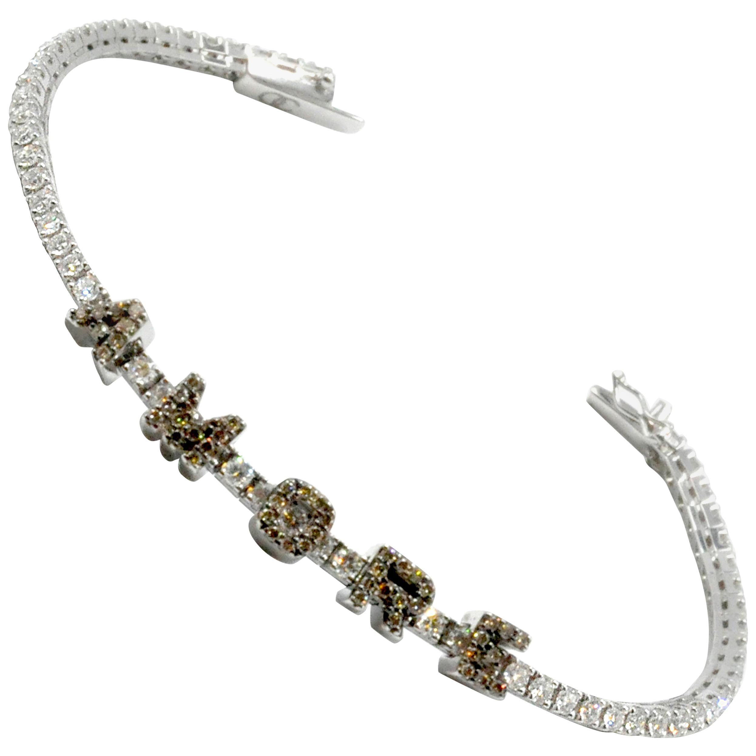 Orianne Collins Amore White Gold Chocolate and White Diamond Tennis Bracelet