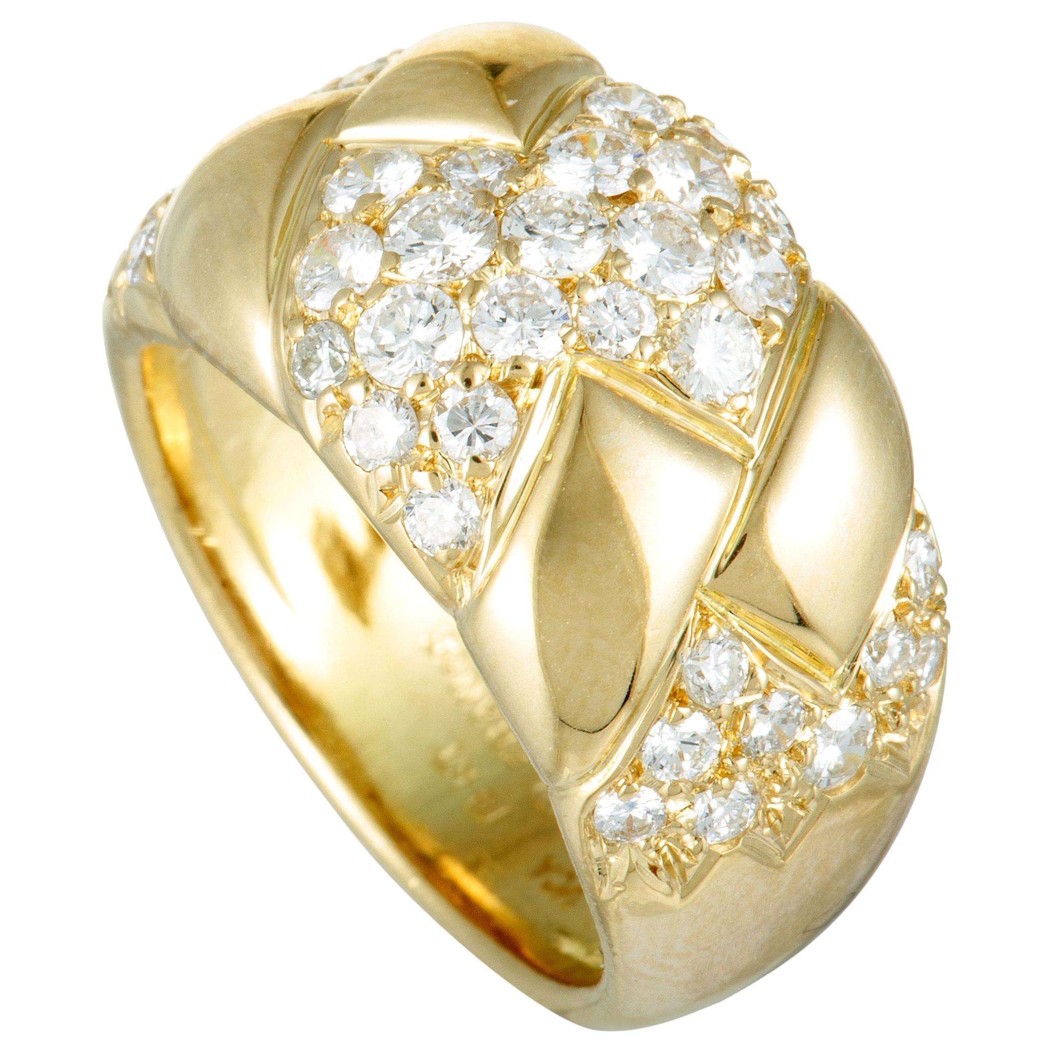 Van Cleef & Arpels Diamond Pavé Yellow Gold Band Ring