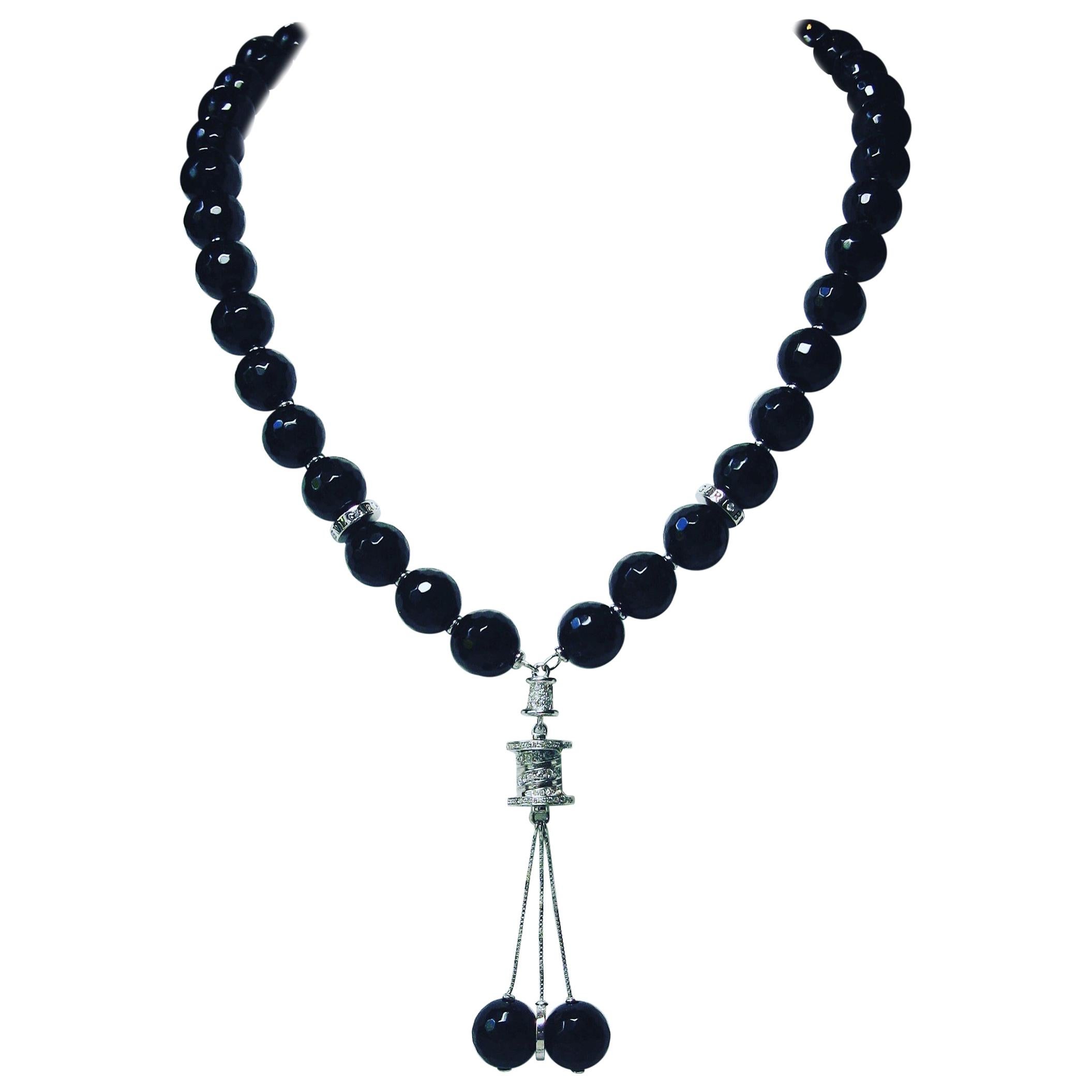 Bvlgari Bulgari B.Zero Diamond Black Onyx 18 Karat White Gold Vintage Necklace  For Sale