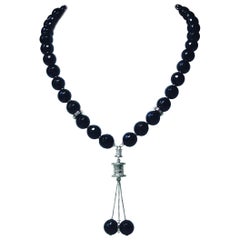 Bvlgari Bulgari B.Zero Diamond Black Onyx 18 Karat White Gold Vintage Necklace 