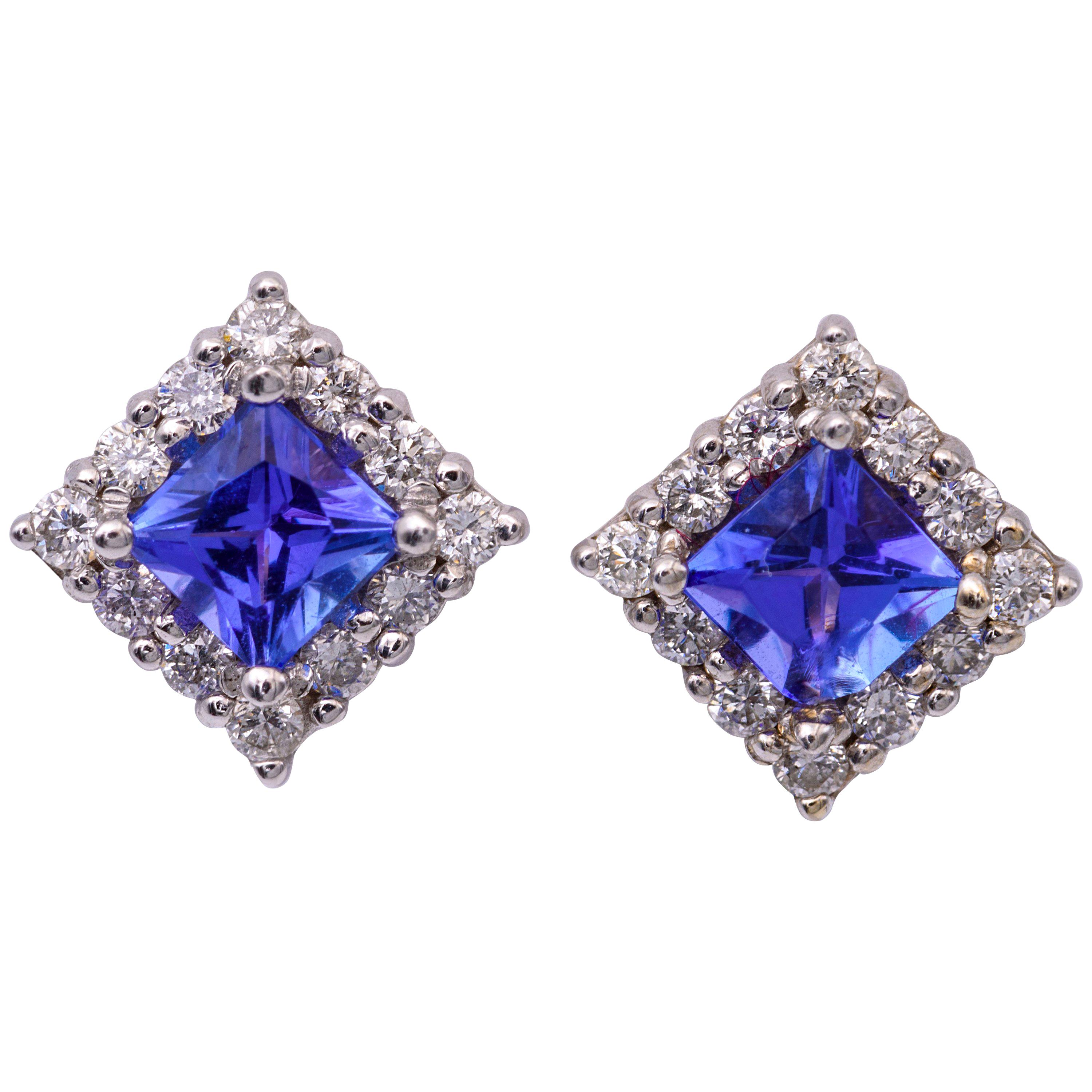 Tanzanite and Diamonds Stud Earrings