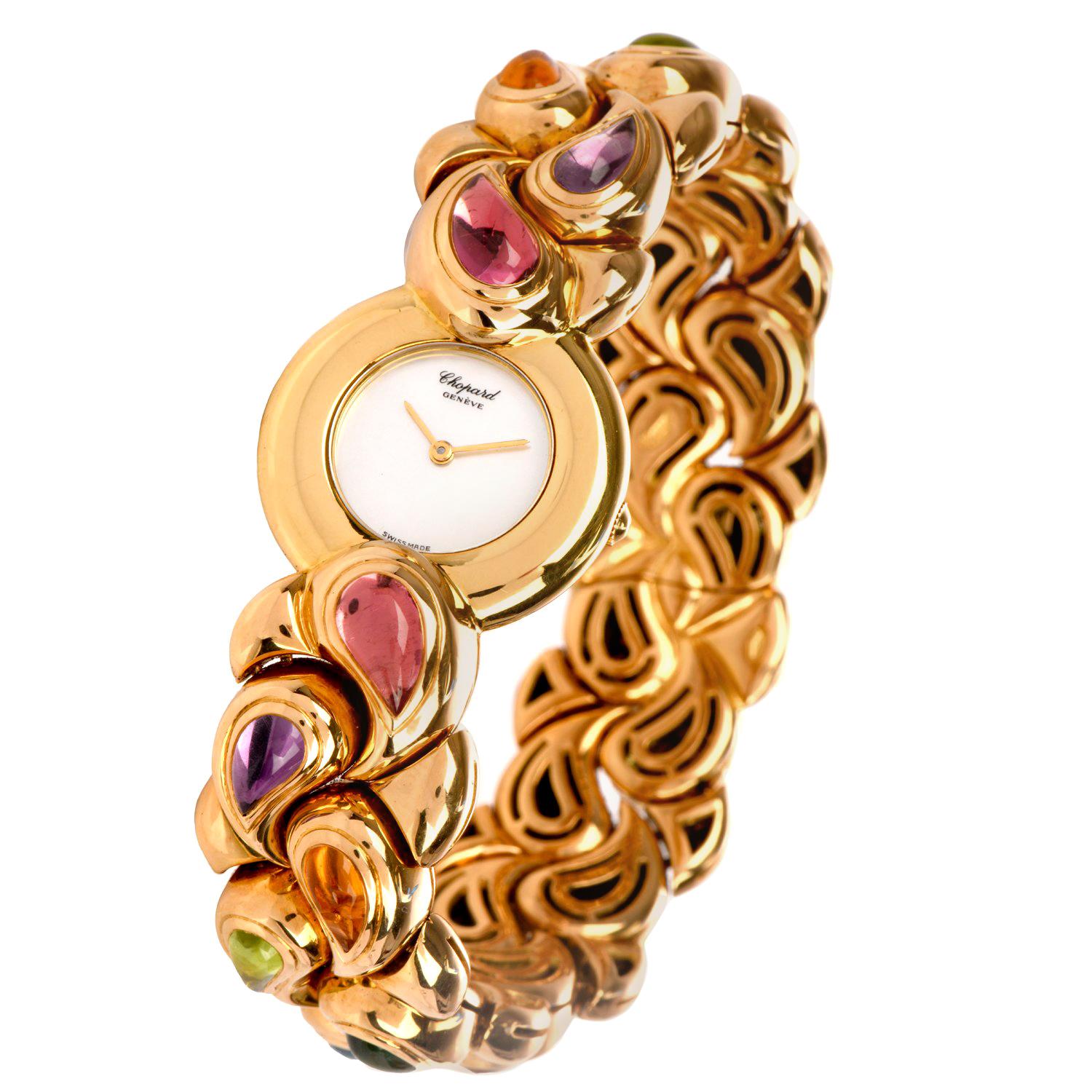 Chopard Multi Stone 18 Karat Gold Collectible Ladies Watch