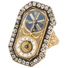 1830s French Diamond Set Key Wind Ring Watch