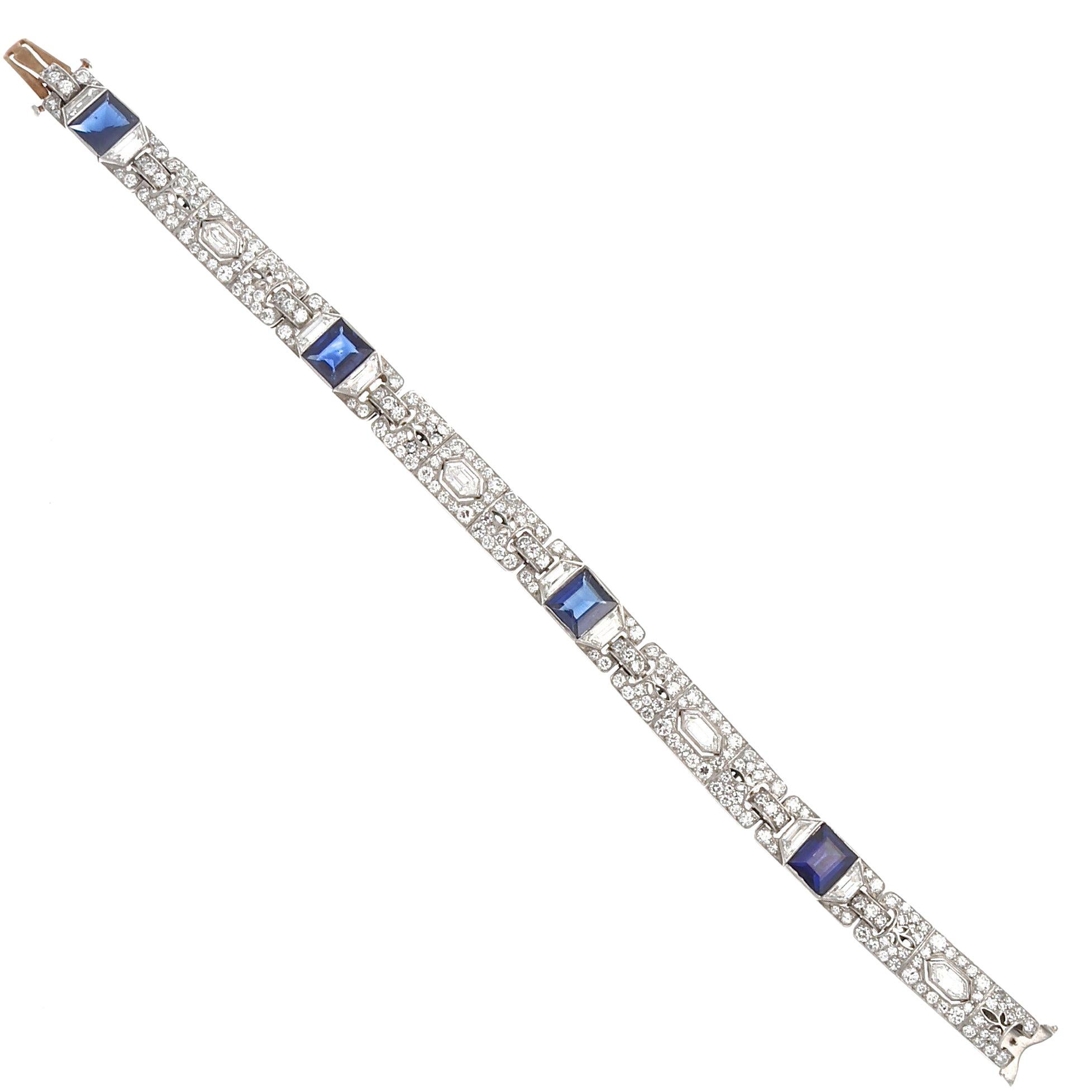 Tiffany & Co. Art Deco Sapphire Diamond Platinum Bracelet