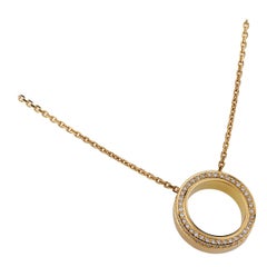 Monseo Yellow Gold Diamond Open Circle Pendant Necklace