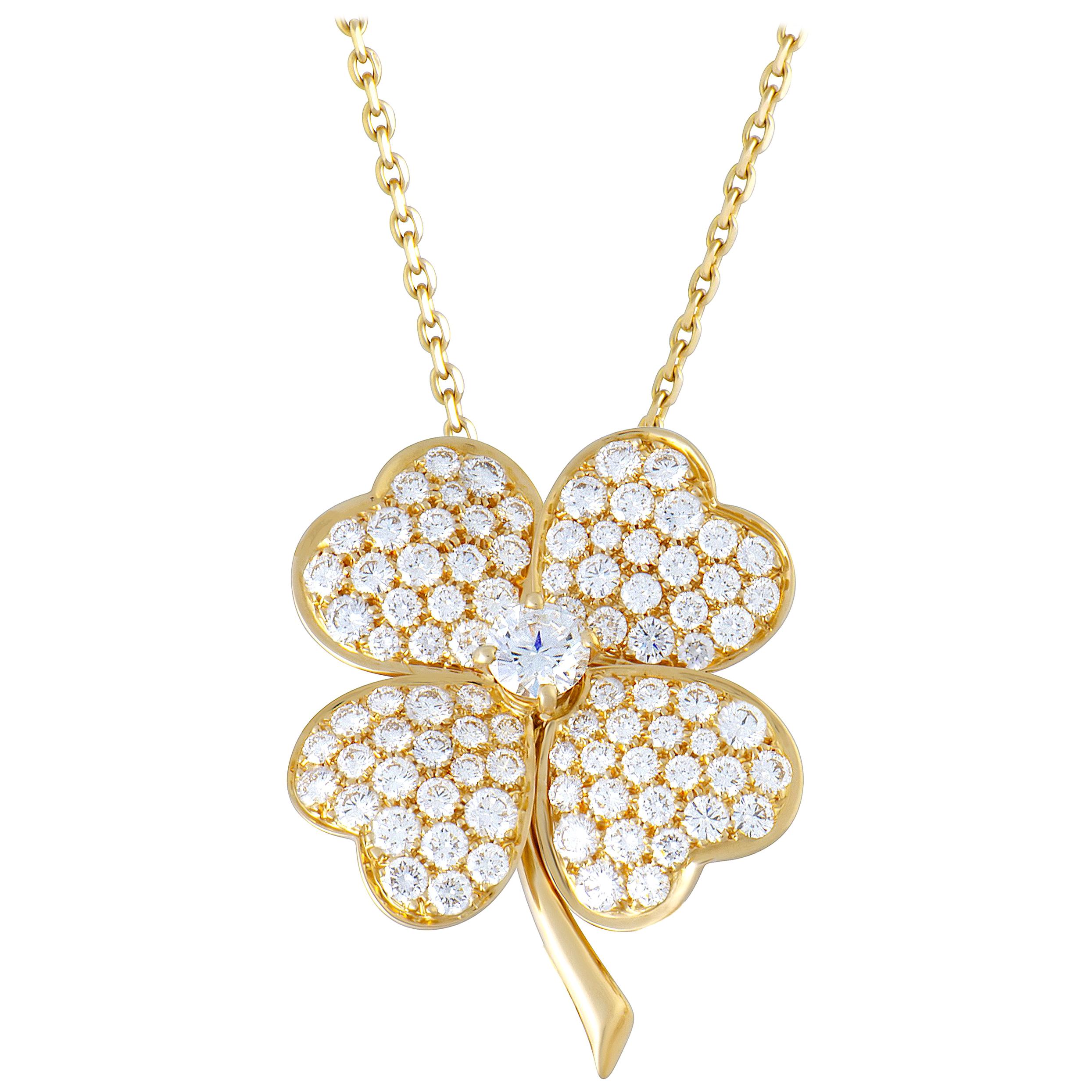 Van Cleef & Arpels Cosmos Diamond Pave Flower Gold Brooch or Pendant Necklace