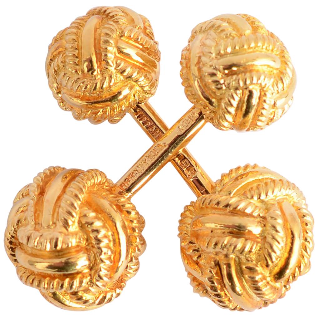 Schlumberger Gold Barbell Knot Cufflinks