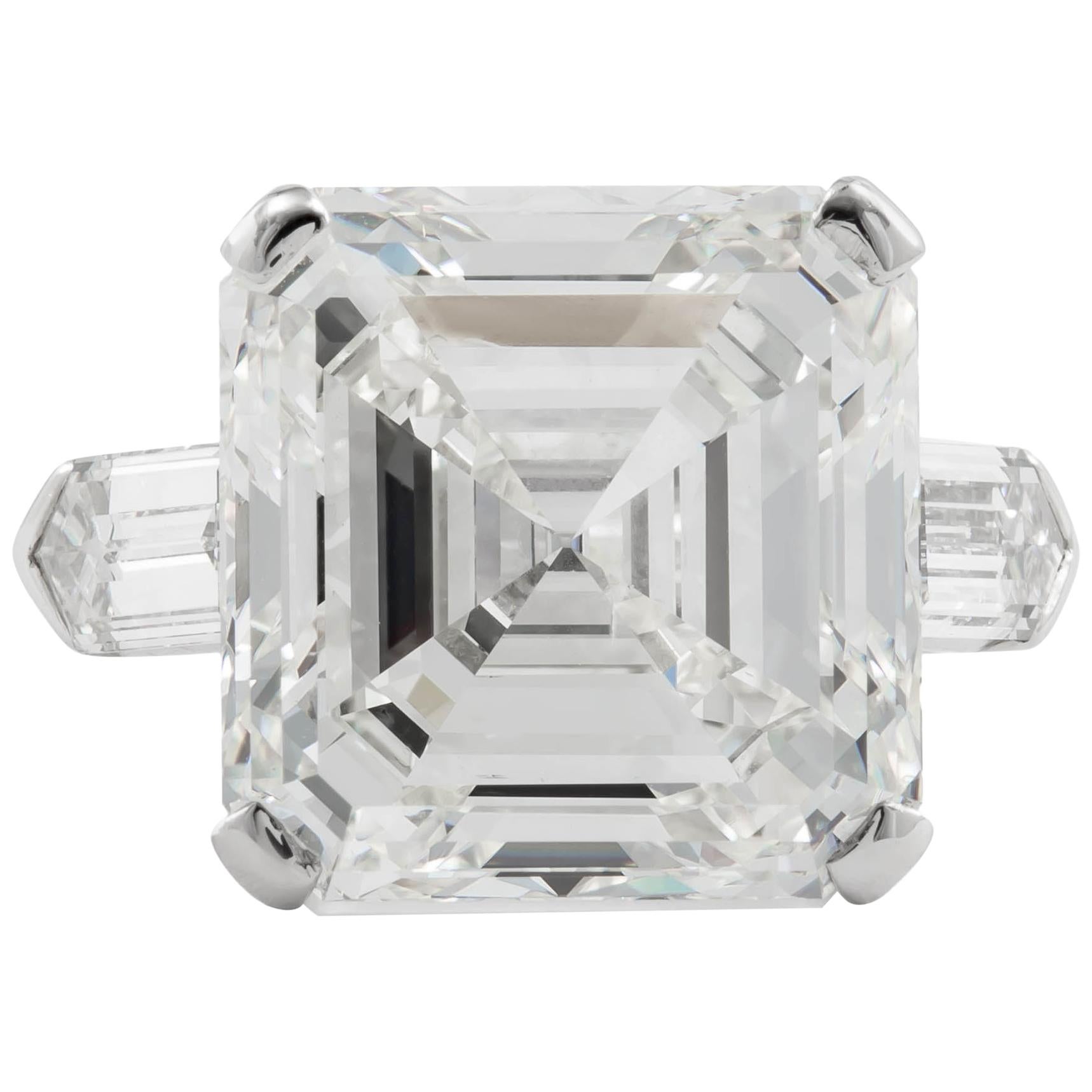 13.07 Carat GIA Square Cut Emerald Diamond Ring For Sale