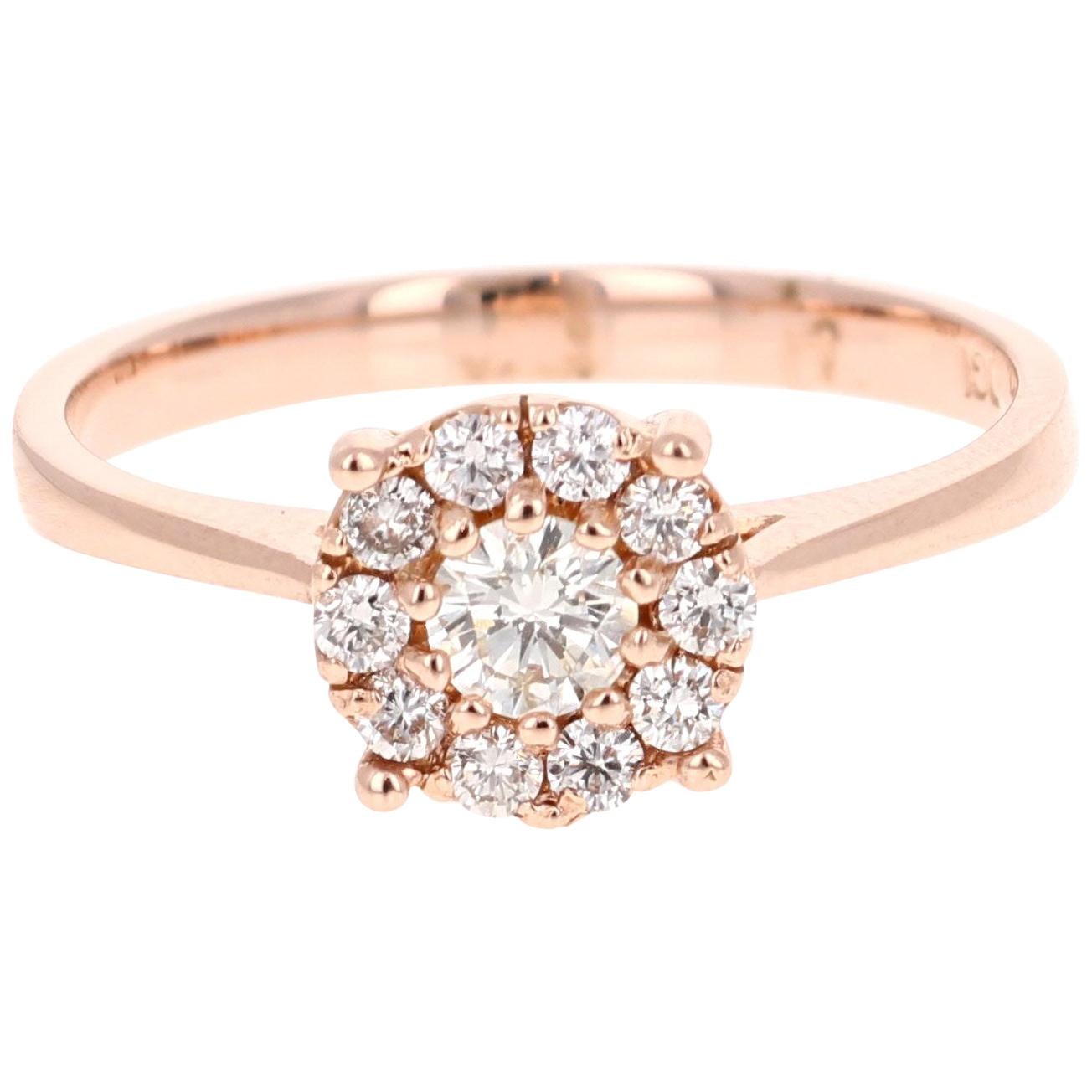 0.44 Carat Diamond 14 Karat Rose Gold Ring