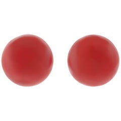 Antique Italian Art Deco Coral Stud Earrings