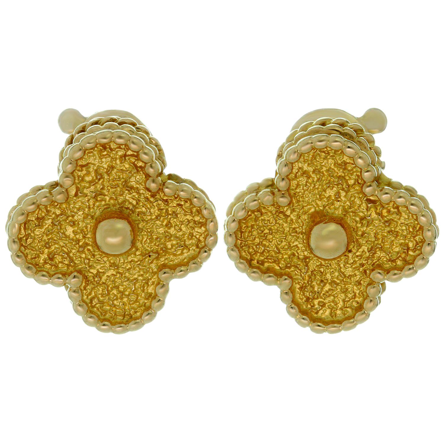 Van Cleef & Arpels Vintage Alhambra Yellow Gold Clip-On Earrings