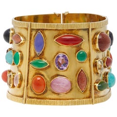 Vintage Sanz Multi-Color Gemstone Gold Bracelet