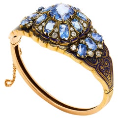 Victorian Sapphire Diamond Enamel Bracelet