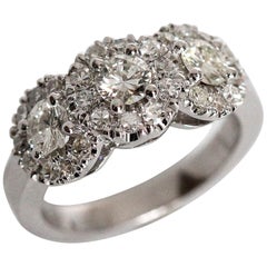 1.50 Carat Approximate, 3 Diamond Round Halo Engagement Ring, Ben Dannie
