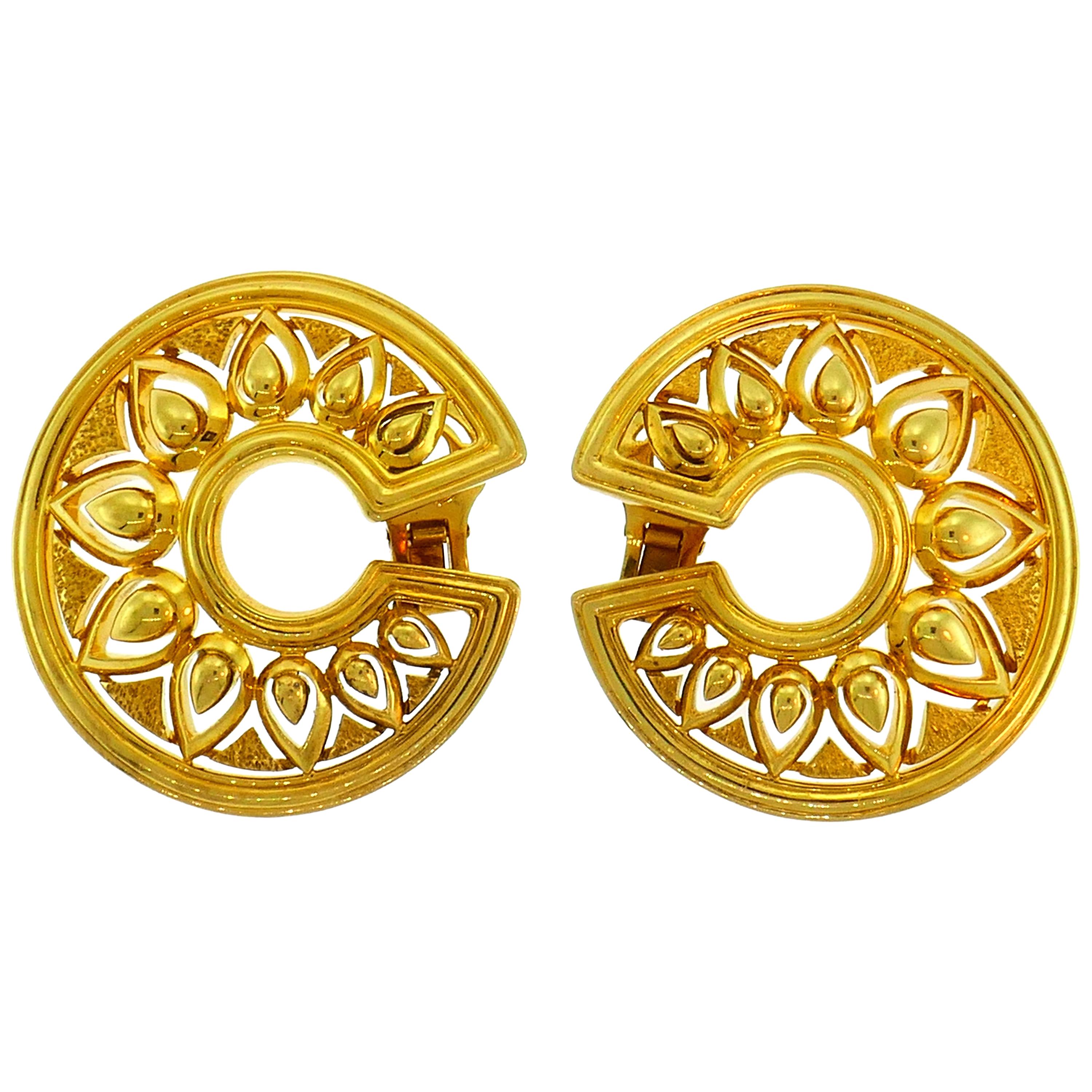 Vintage Cartier 18k Yellow Gold Earrings Estate Jewelry
