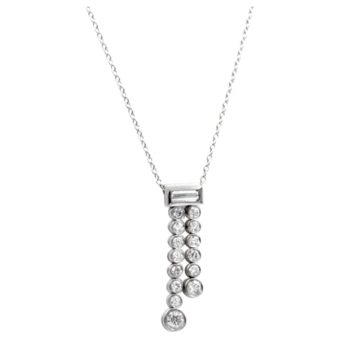 Tiffany & Co. 950 Platinum Diamond Jazz Drop Necklace