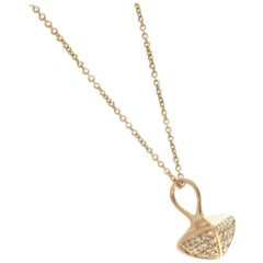 Sydney Evan 14 Karat Rose Gold Pyramid Pave Drop Charm Necklace