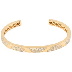 La Azteca 18 Karat Gold and Diamond Bangle Cuff