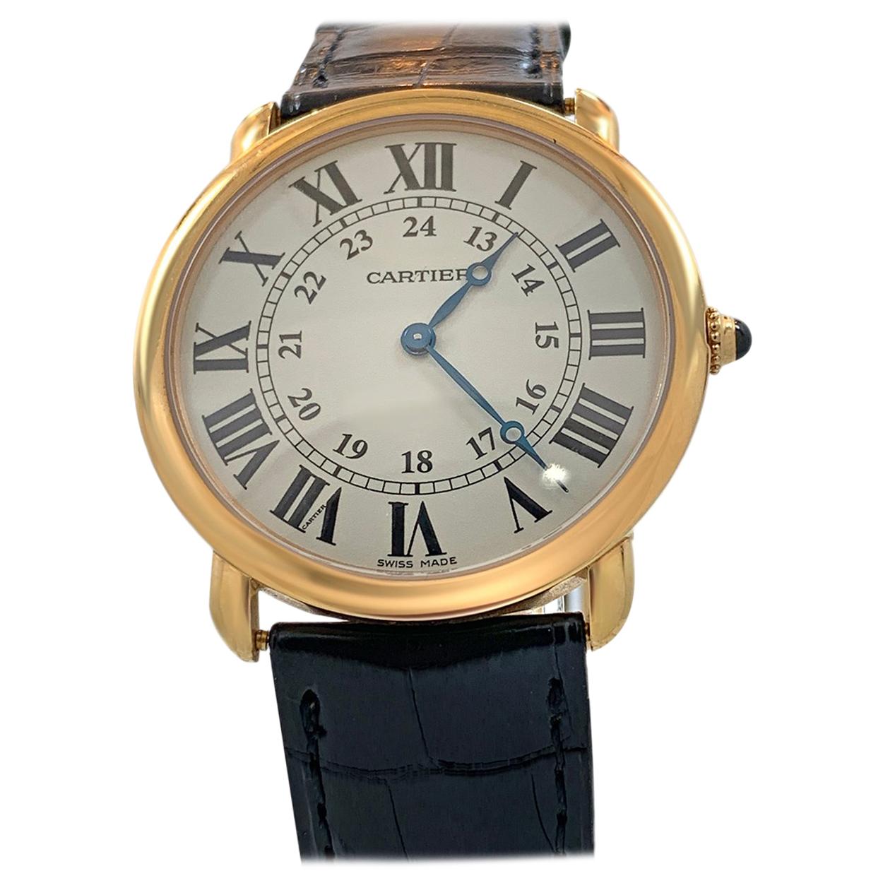 Cartier Silver Dial 18 Karat Yellow Gold Watch