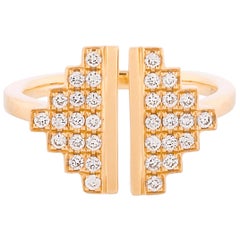 Maison Tjoeng La Azteca 18k Gold and Diamond Flat top Ring