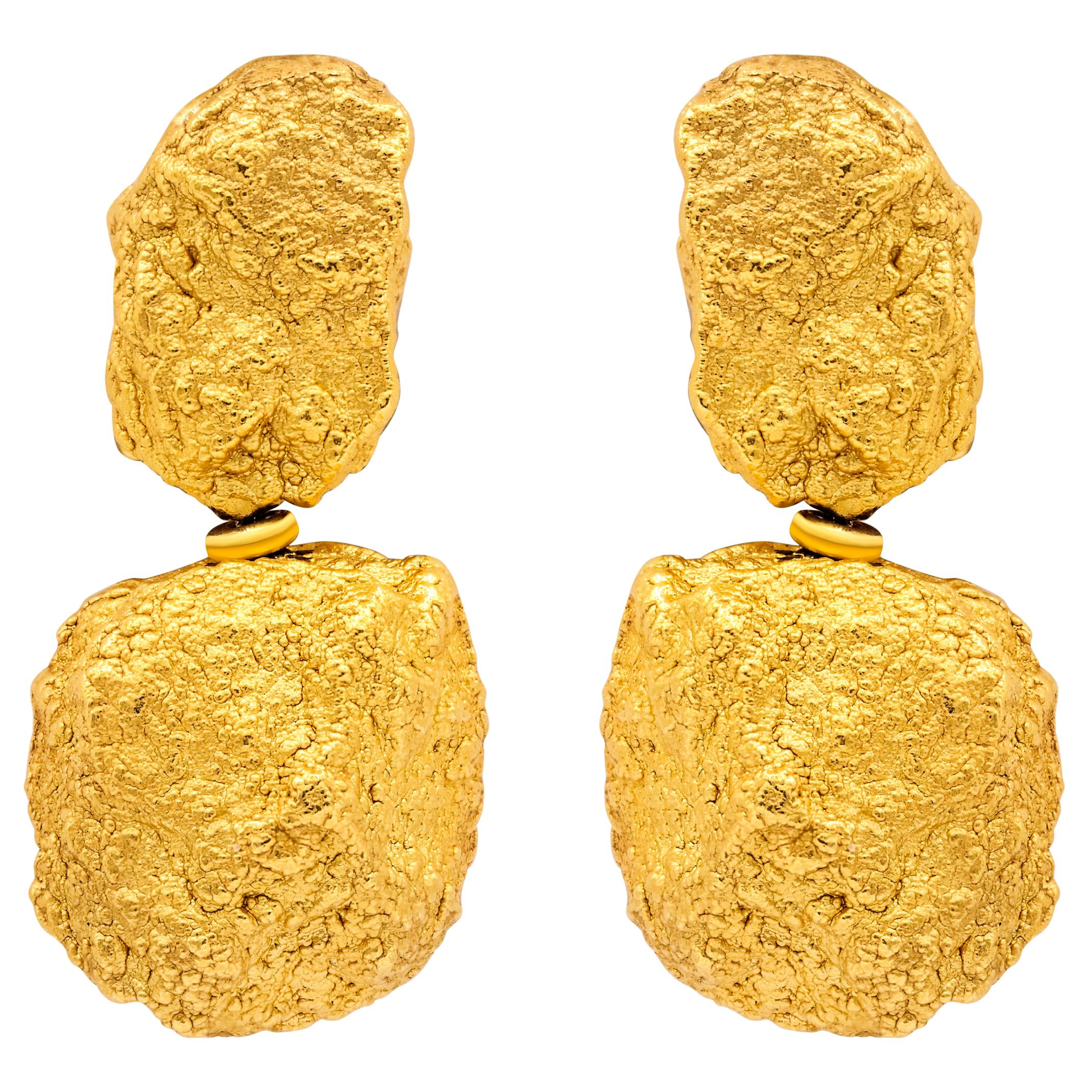 Authentic Roberto Coin 18 Karat Yellow Gold Nugget Earrings