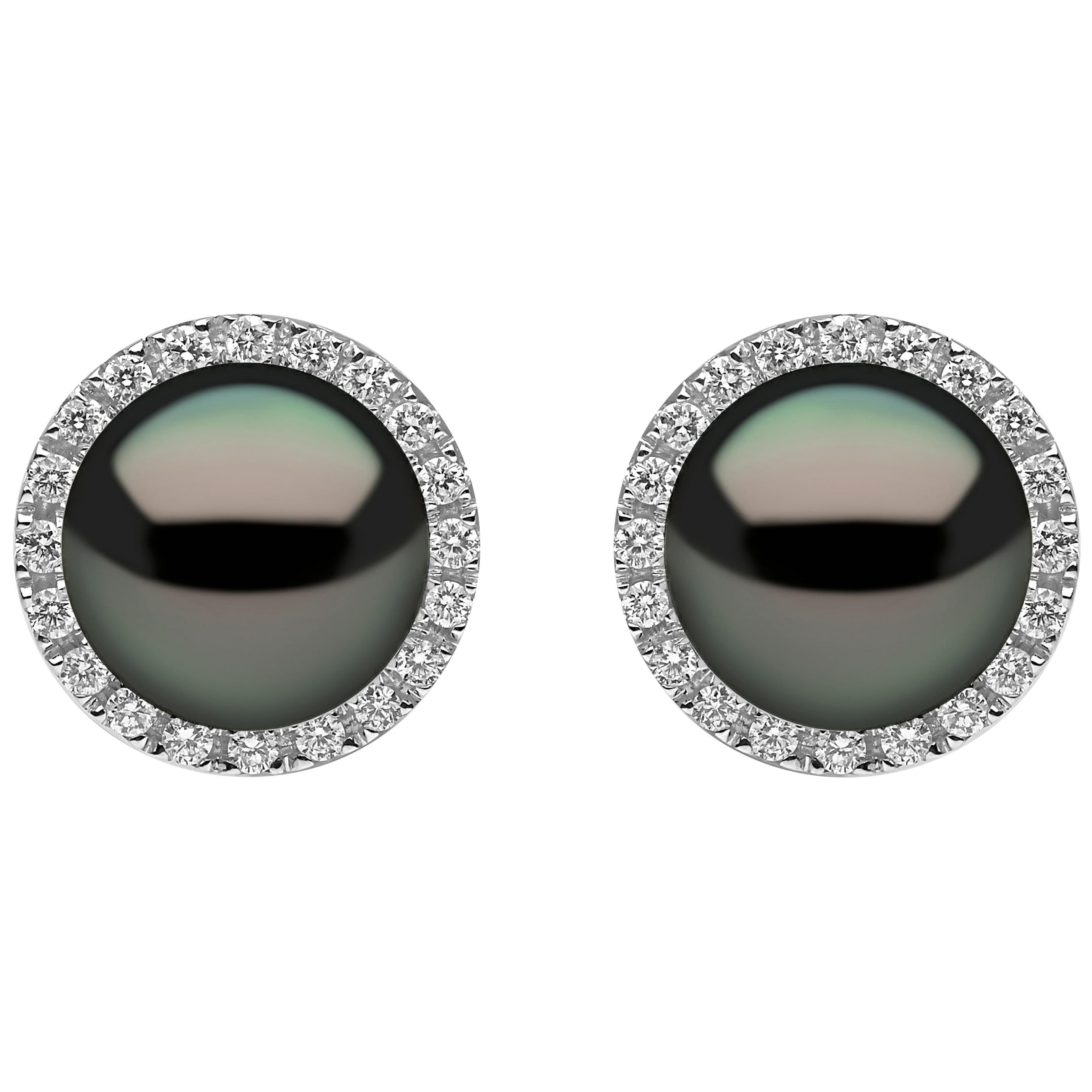 Yoko London Tahitian Pearl and Diamond Earrings, in 18 Karat White Gold