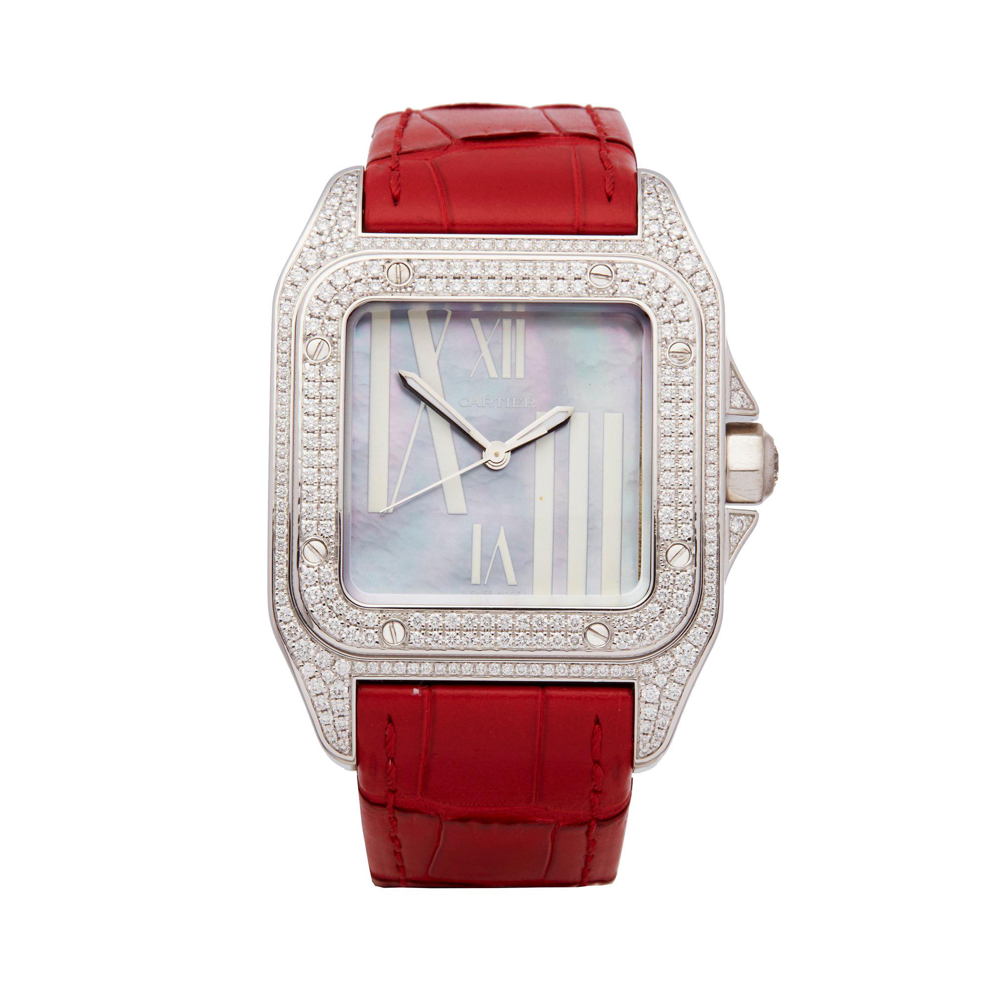 Cartier Santos 100 18k White Gold 2881 Wristwatch