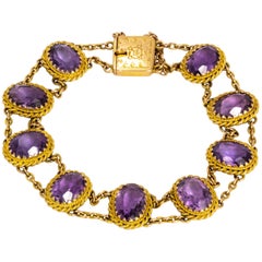 Edwardian Amethyst and 9 Carat Gold Bracelet