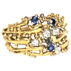 Charles de Temple Diamond and Sapphire 18 Karat Gold Ring