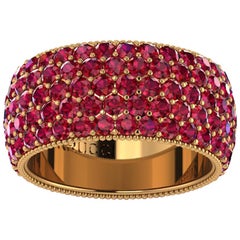 4.60 Carat Red Ruby wide band 18 Karat Yellow Gold