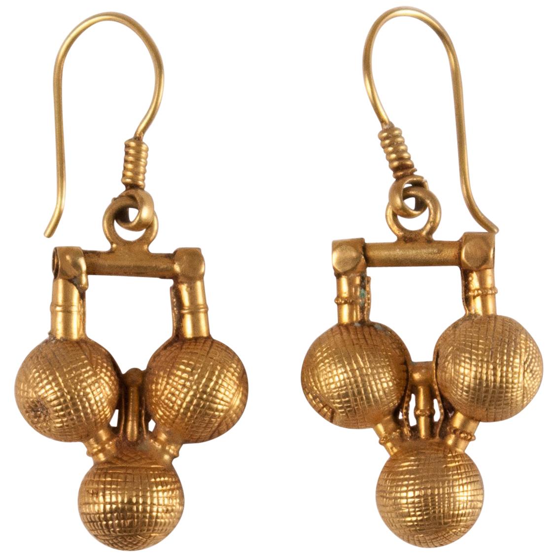 22 Karat Gold Traditional Gold Ball Earrings from India For Sale