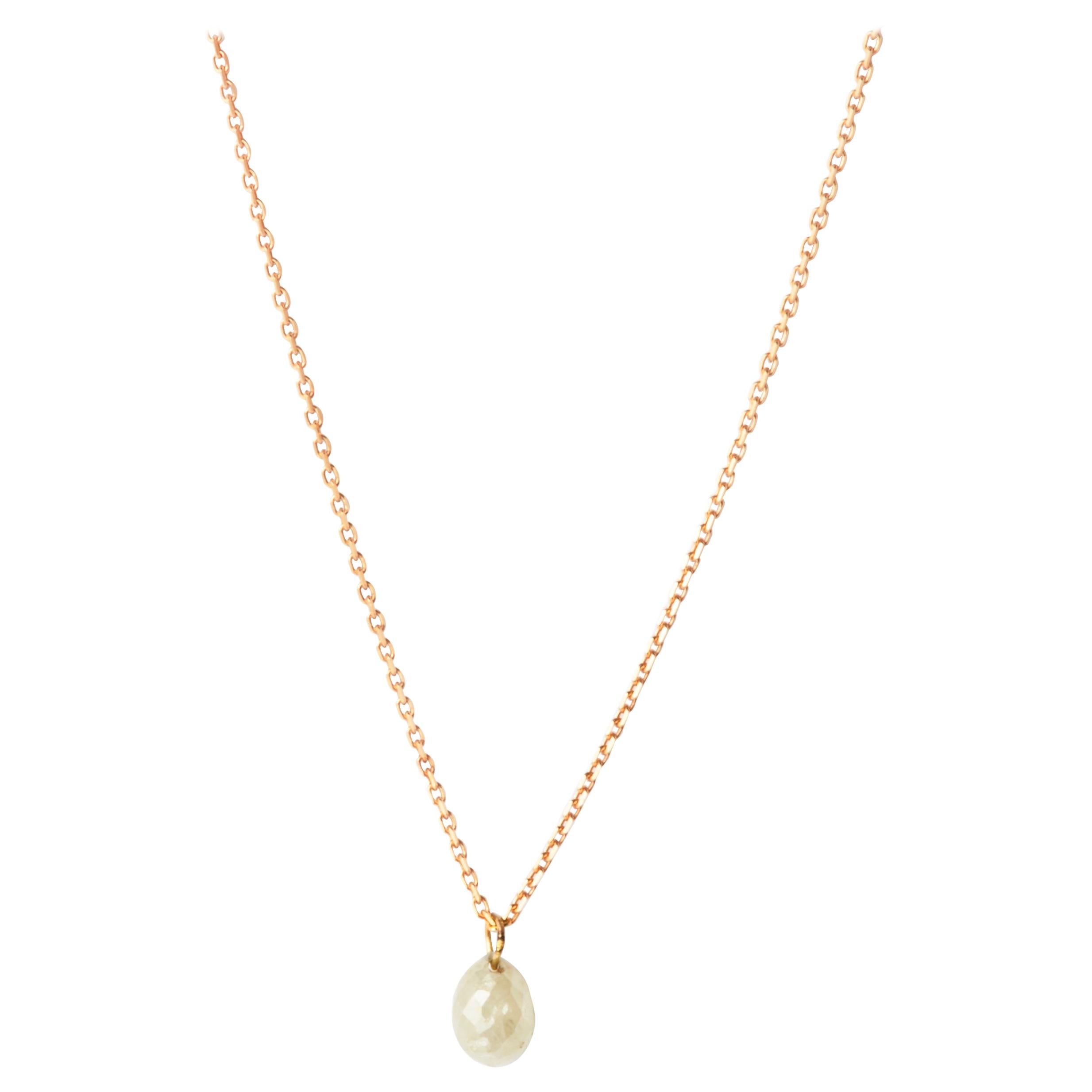 Grey Diamond Drop Necklace in Yellow Gold by Allison Bryan