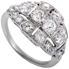 Diamond Three-Row Platinum Ring